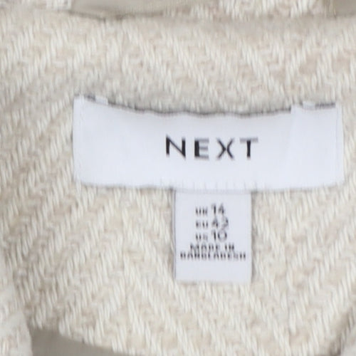 Next Women’s Beige Herringbone Wool Blend Mid-Length Coat Size 14