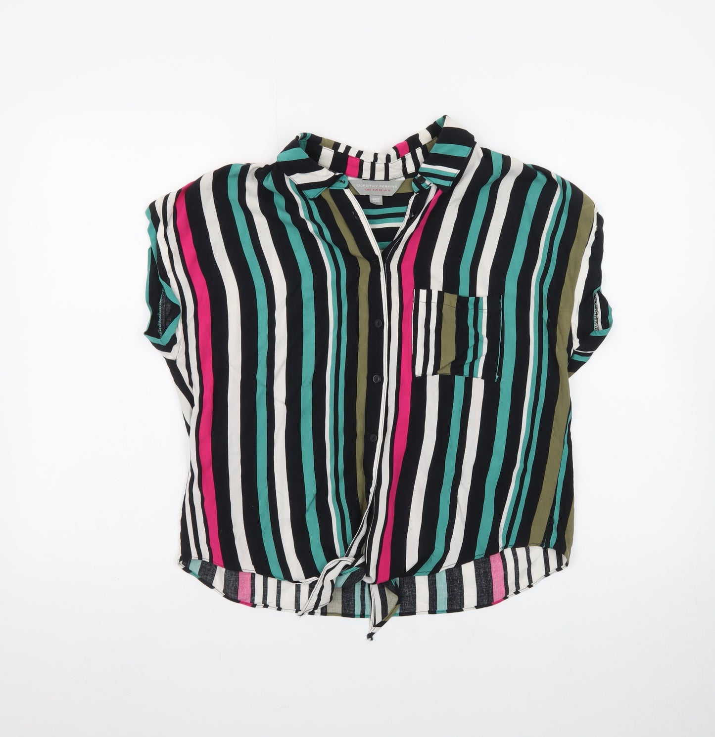 Dorothy Perkins Women's Multicoloured Striped Button-Up Shirt Size 10