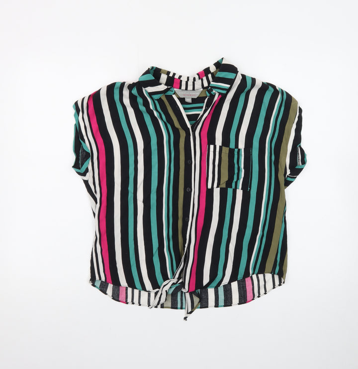 Dorothy Perkins Women's Multicoloured Striped Button-Up Shirt Size 10