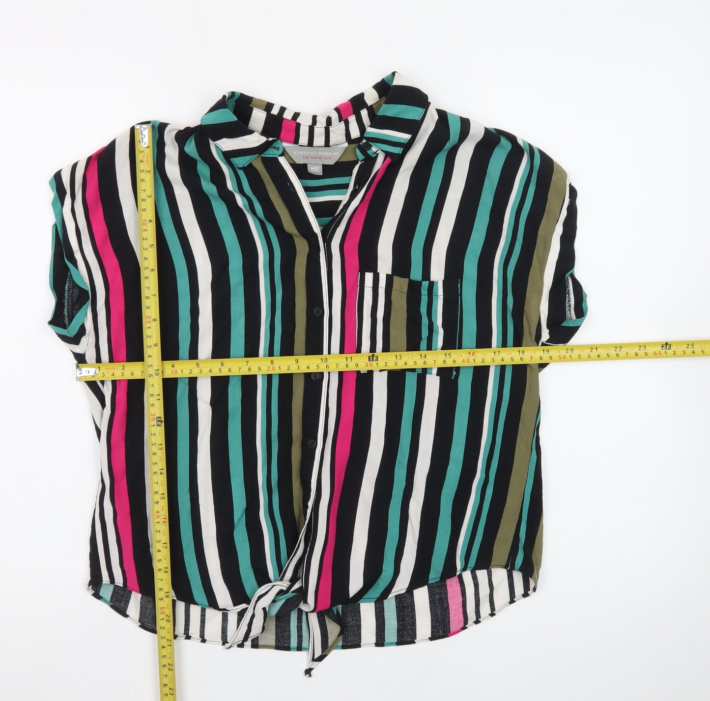 Dorothy Perkins Women's Multicoloured Striped Button-Up Shirt Size 10