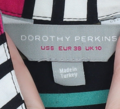 Dorothy Perkins Women's Multicoloured Striped Button-Up Shirt Size 10