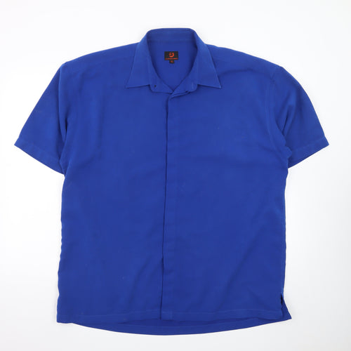 Black Blue Shirts Men's Blue XL Short Sleeve Button-Up Shirt