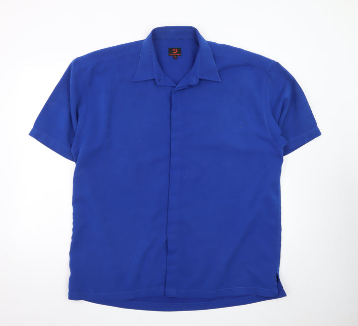 Black Blue Shirts Men's Blue XL Short Sleeve Button-Up Shirt