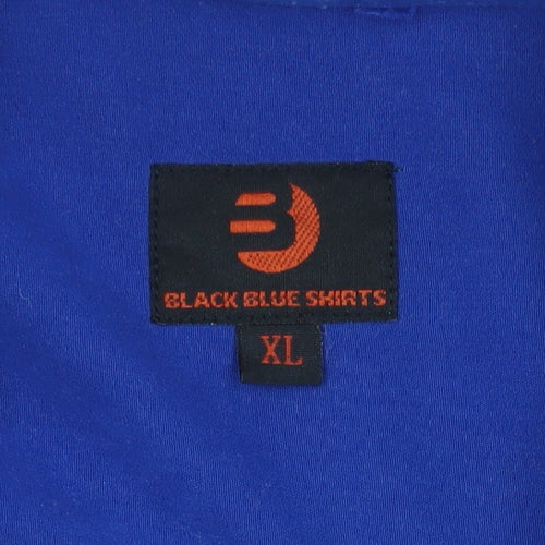 Black Blue Shirts Men's Blue XL Short Sleeve Button-Up Shirt