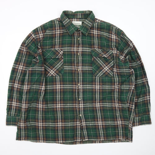 Champion Men's Green 4XL Classic Fit Plaid Flannel Shirt