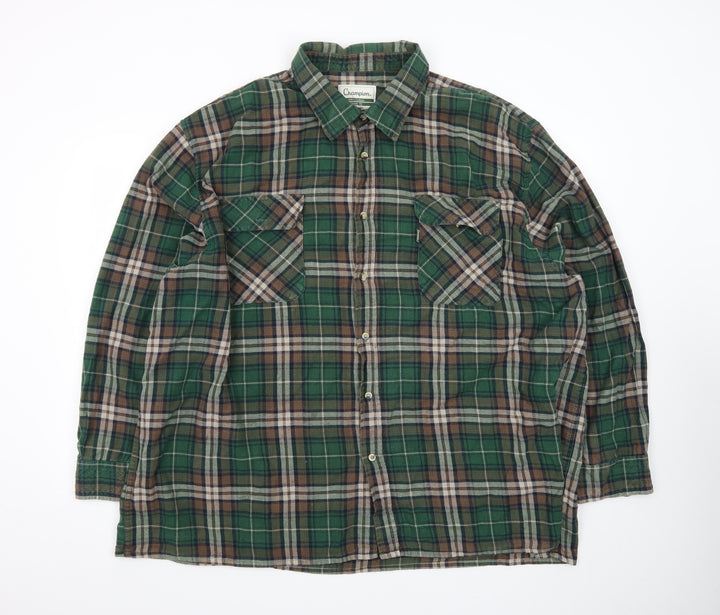 Champion Men's Green 4XL Classic Fit Plaid Flannel Shirt