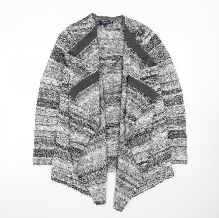 Maine New England Women Grey Size 12 Chunky Knit Open Cardigan