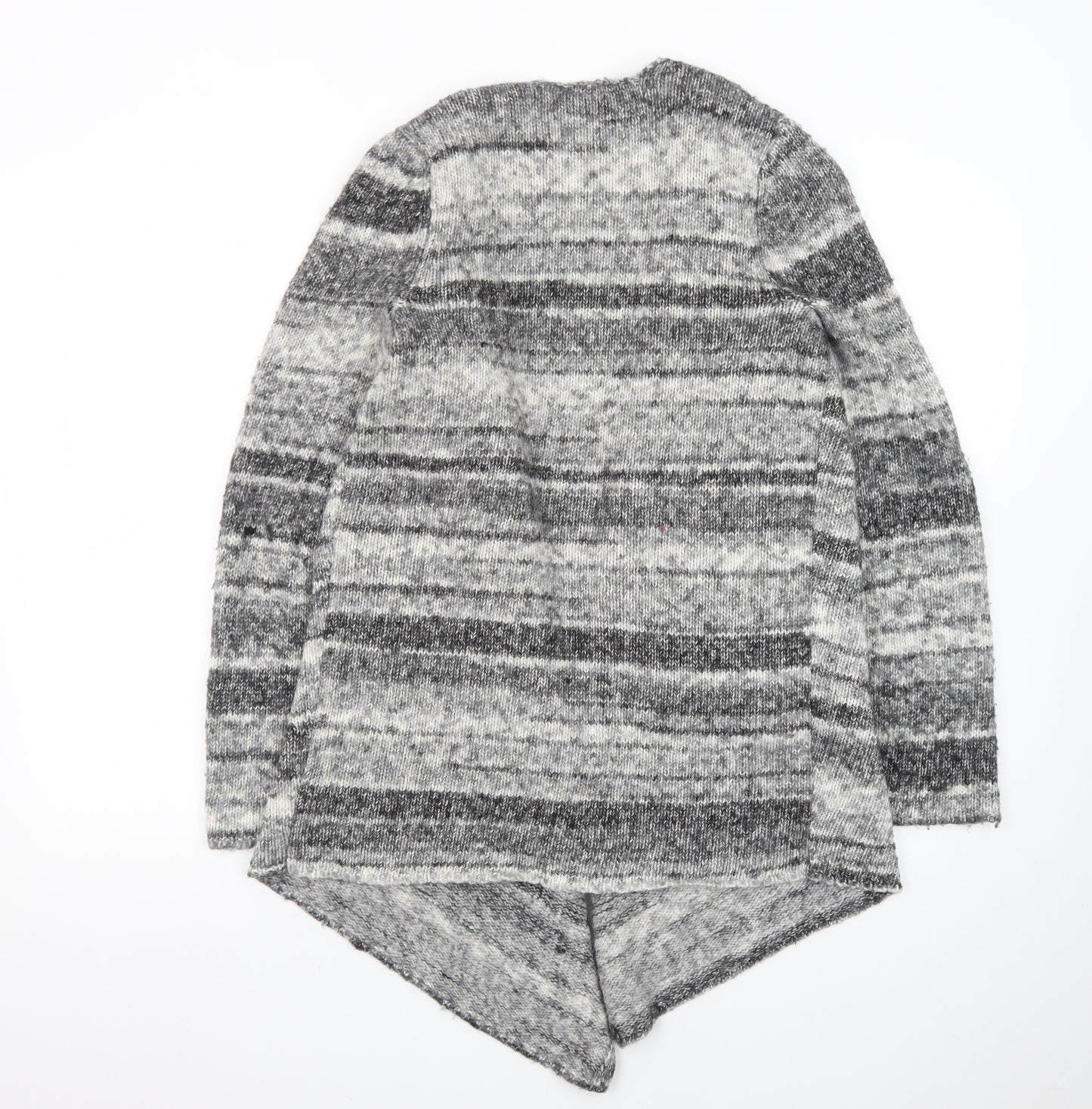 Maine New England Women Grey Size 12 Chunky Knit Open Cardigan