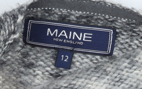 Maine New England Women Grey Size 12 Chunky Knit Open Cardigan