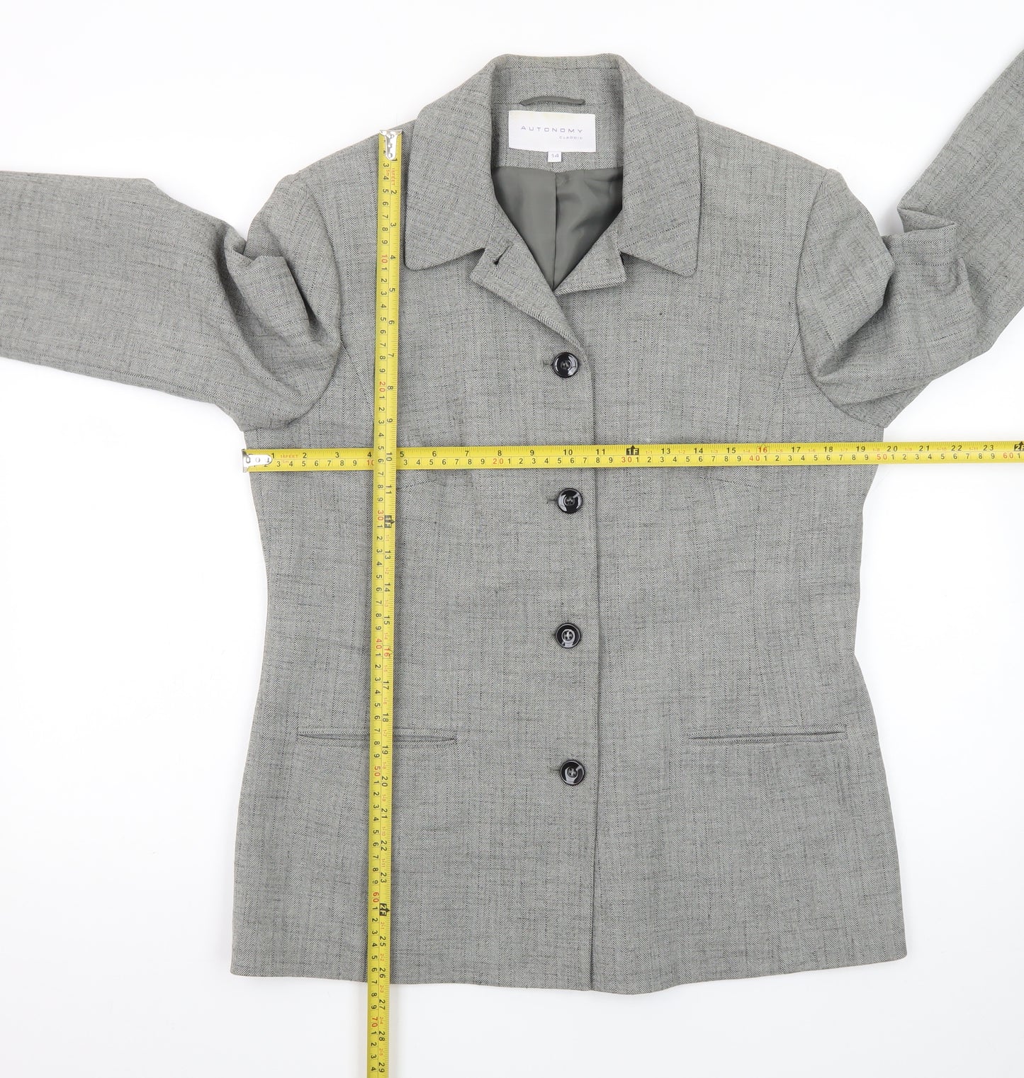 Autonomy Classic Women's Grey Size 14 Single-Breasted Suit Jacket