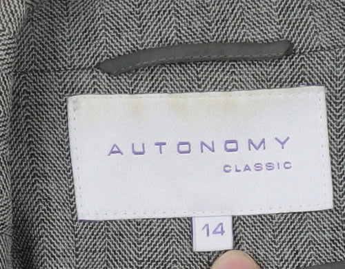 Autonomy Classic Women's Grey Size 14 Single-Breasted Suit Jacket