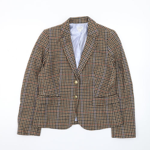 J.Crew Women’s Brown Houndstooth Wool Blend Blazer Jacket UK 10