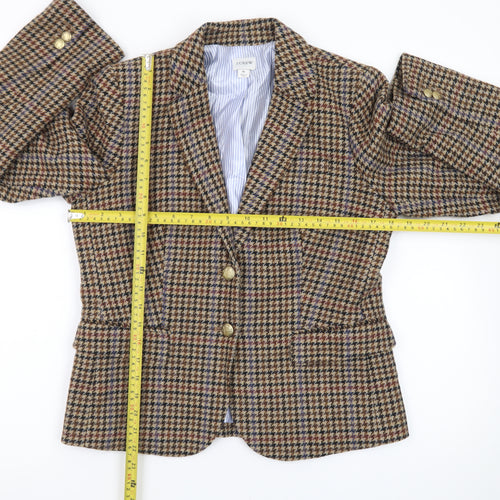 J.Crew Women’s Brown Houndstooth Wool Blend Blazer Jacket UK 10