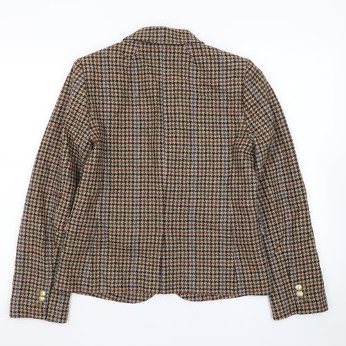 J.Crew Women’s Brown Houndstooth Wool Blend Blazer Jacket UK 10