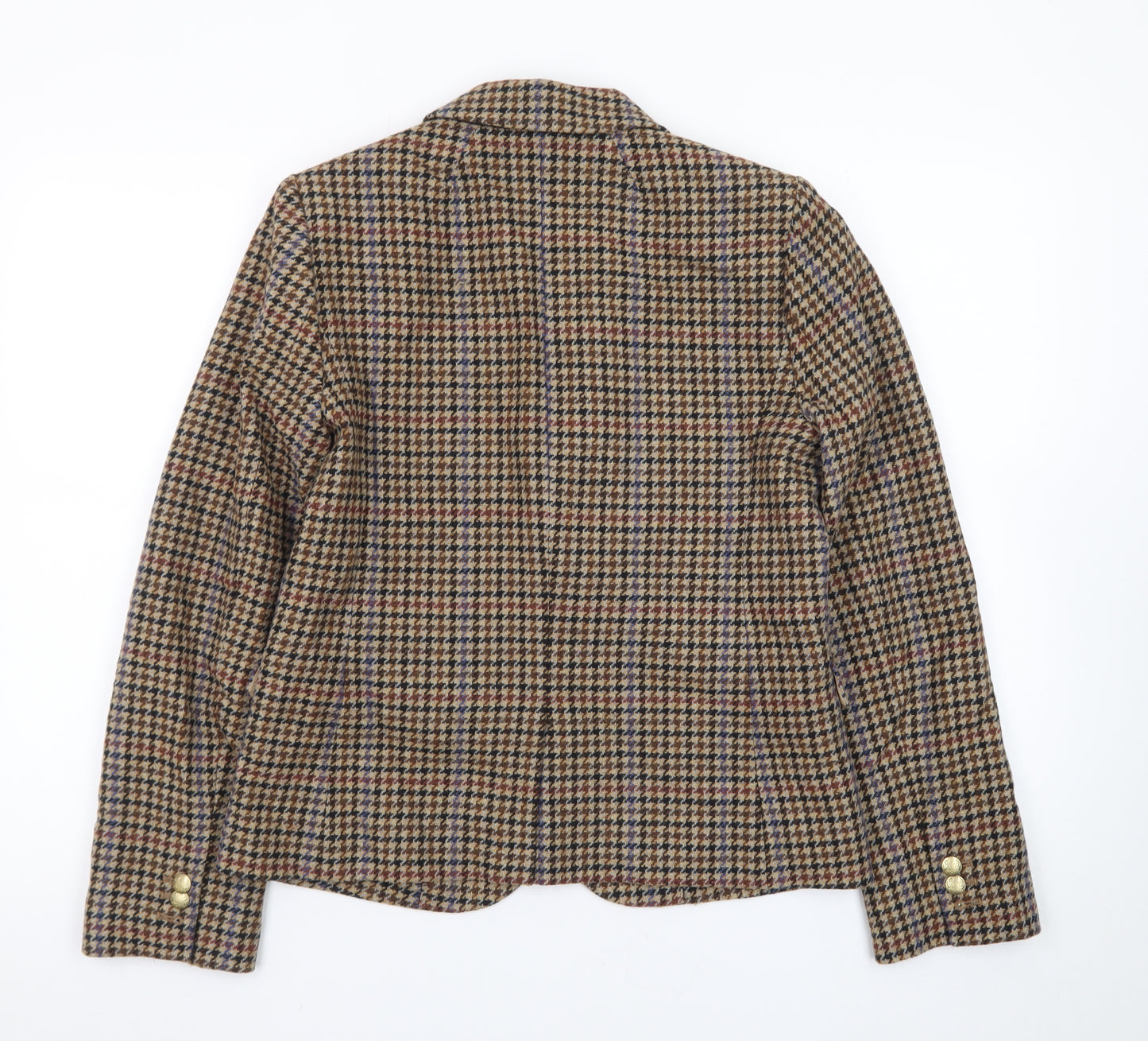 J.Crew Women’s Brown Houndstooth Wool Blend Blazer Jacket UK 10