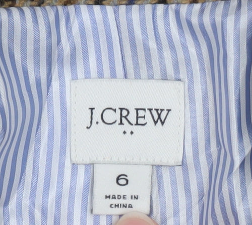 J.Crew Women’s Brown Houndstooth Wool Blend Blazer Jacket UK 10