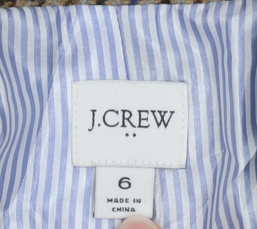 J.Crew Women’s Brown Houndstooth Wool Blend Blazer Jacket UK 10