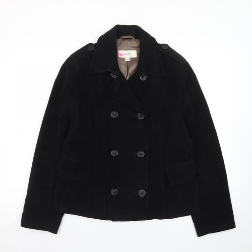 Next Women Black Cotton Double-Breasted Blazer Jacket Size 16