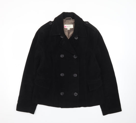 Next Women Black Cotton Double-Breasted Blazer Jacket Size 16