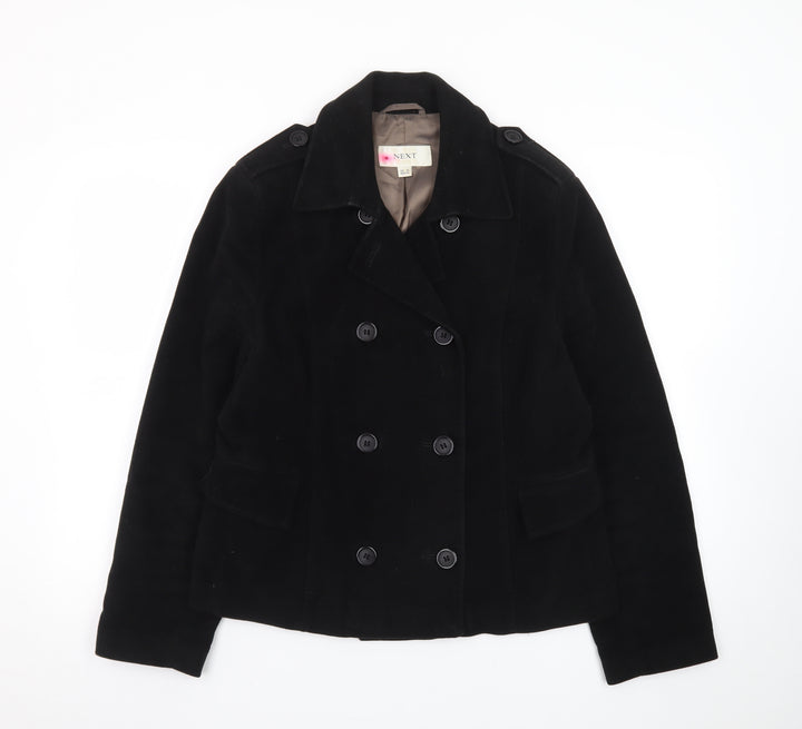 Next Women Black Cotton Double-Breasted Blazer Jacket Size 16