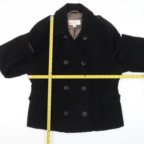 Next Women Black Cotton Double-Breasted Blazer Jacket Size 16