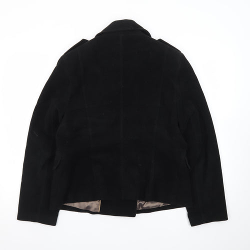 Next Women Black Cotton Double-Breasted Blazer Jacket Size 16