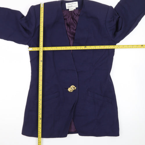 Rickie Freeman Terijon Women Blue Wool Long Blazer Size 10