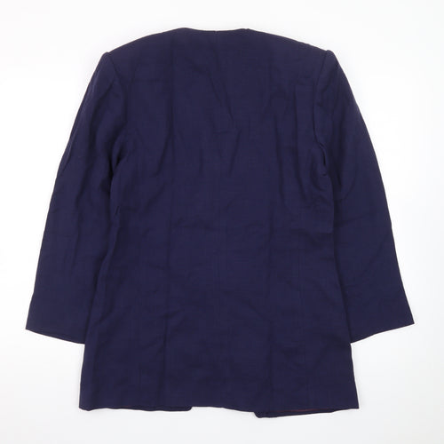 Rickie Freeman Terijon Women Blue Wool Long Blazer Size 10