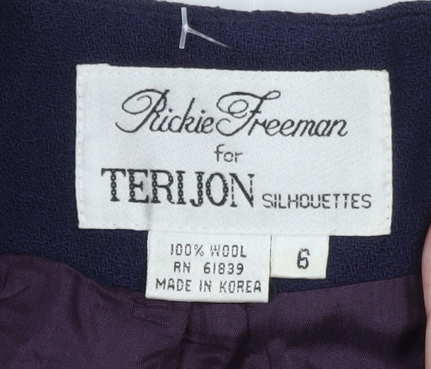 Rickie Freeman Terijon Women Blue Wool Long Blazer Size 10