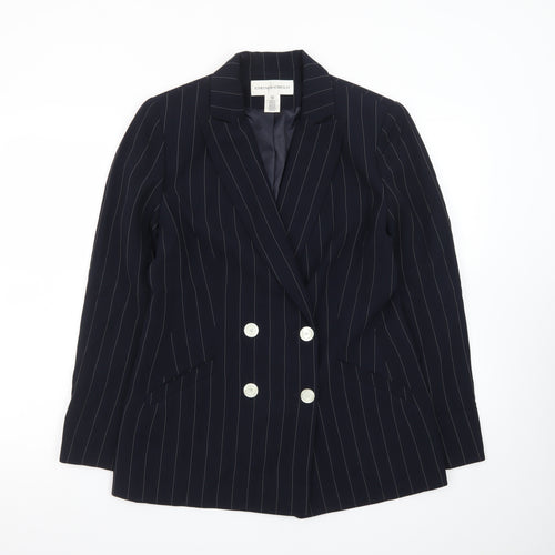 Jones New York Suit Women Navy Pinstripe Double-Breasted Blazer Size 10