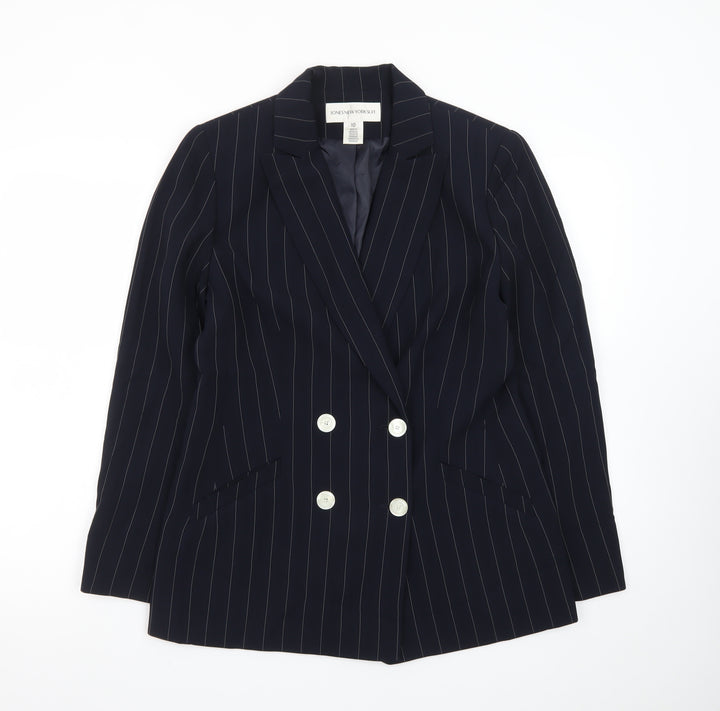 Jones New York Suit Women Navy Pinstripe Double-Breasted Blazer Size 10