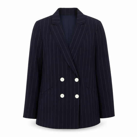 Jones New York Suit Women Navy Pinstripe Double-Breasted Blazer Size 10