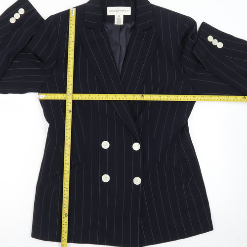 Jones New York Suit Women Navy Pinstripe Double-Breasted Blazer Size 10