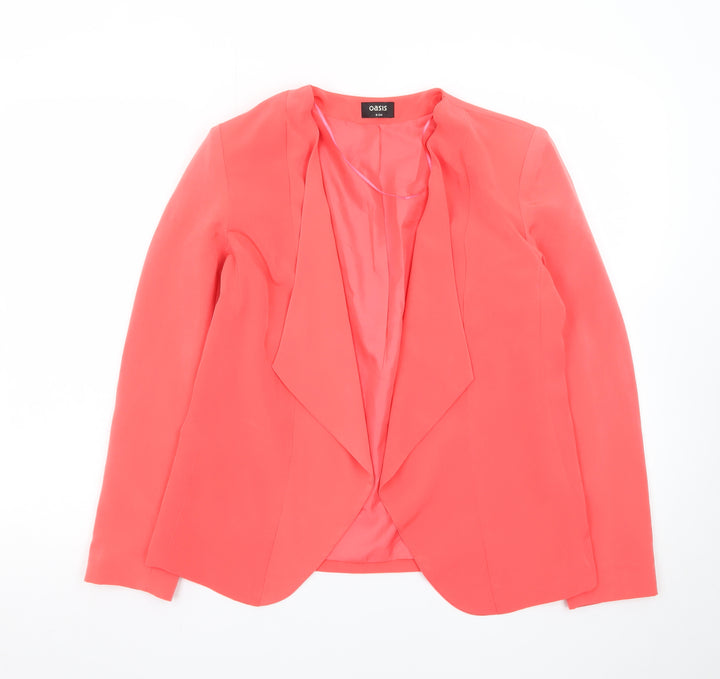 Oasis Women Pink Blazer Size 8 Regular Woven Tailored Jacket