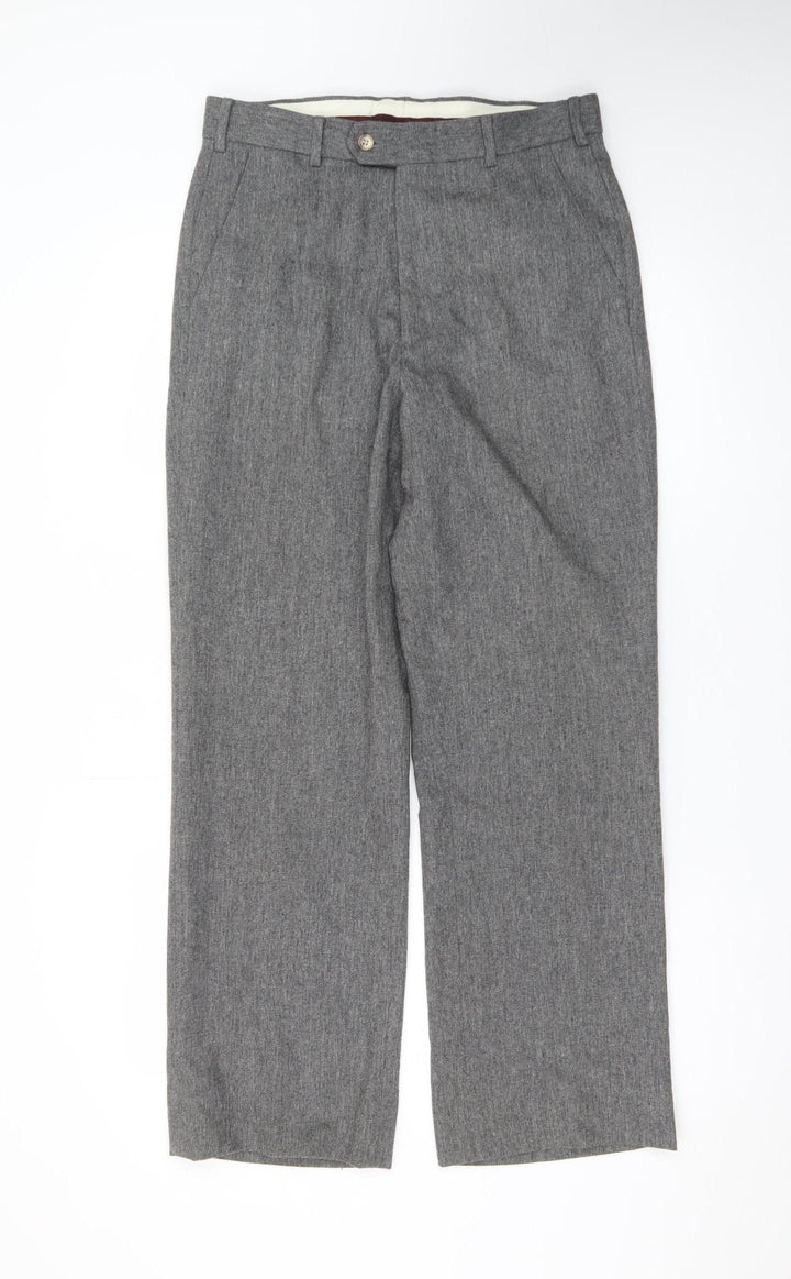 Evan-Picone Men's Grey Wool Blend Dress Trousers W31 L38