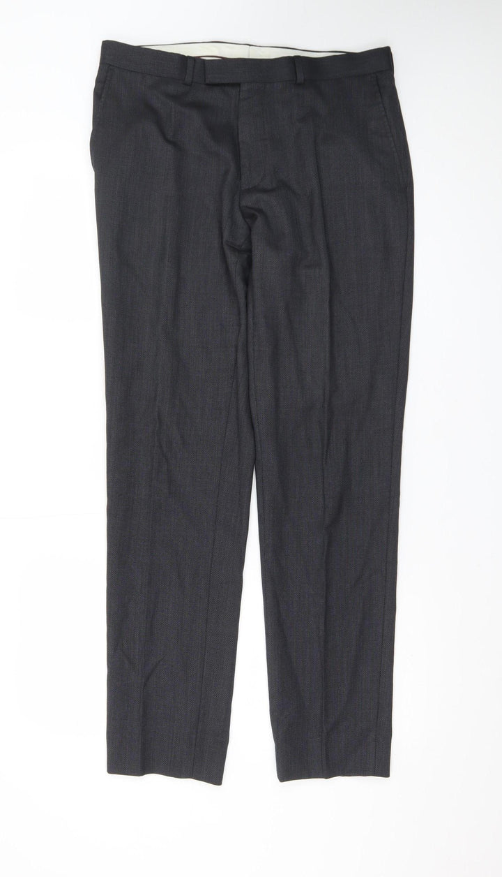 Marks and Spencer Men's Grey Wool Dress Trousers 32W 31L