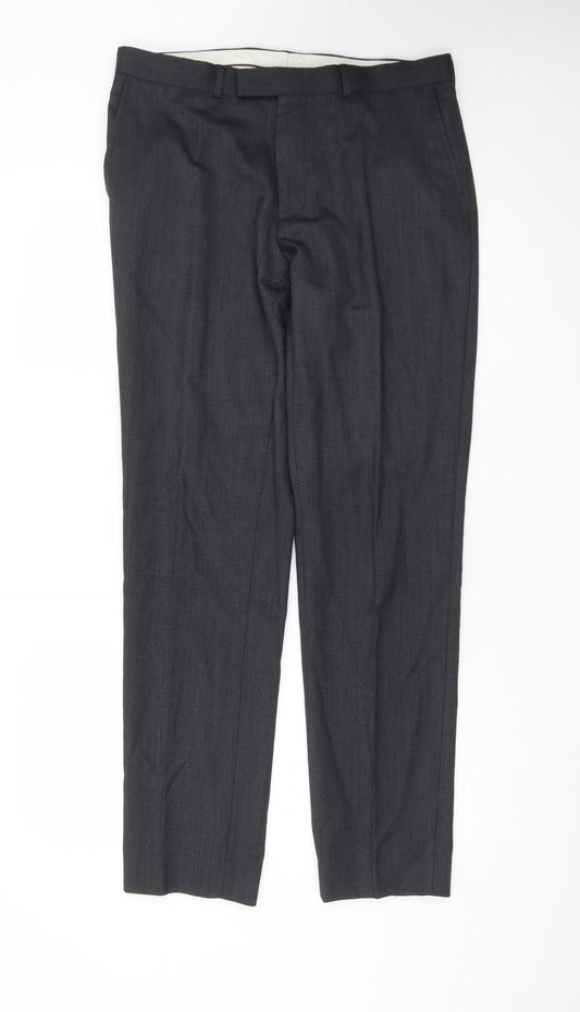 Marks and Spencer Men's Grey Wool Dress Trousers 32W 31L