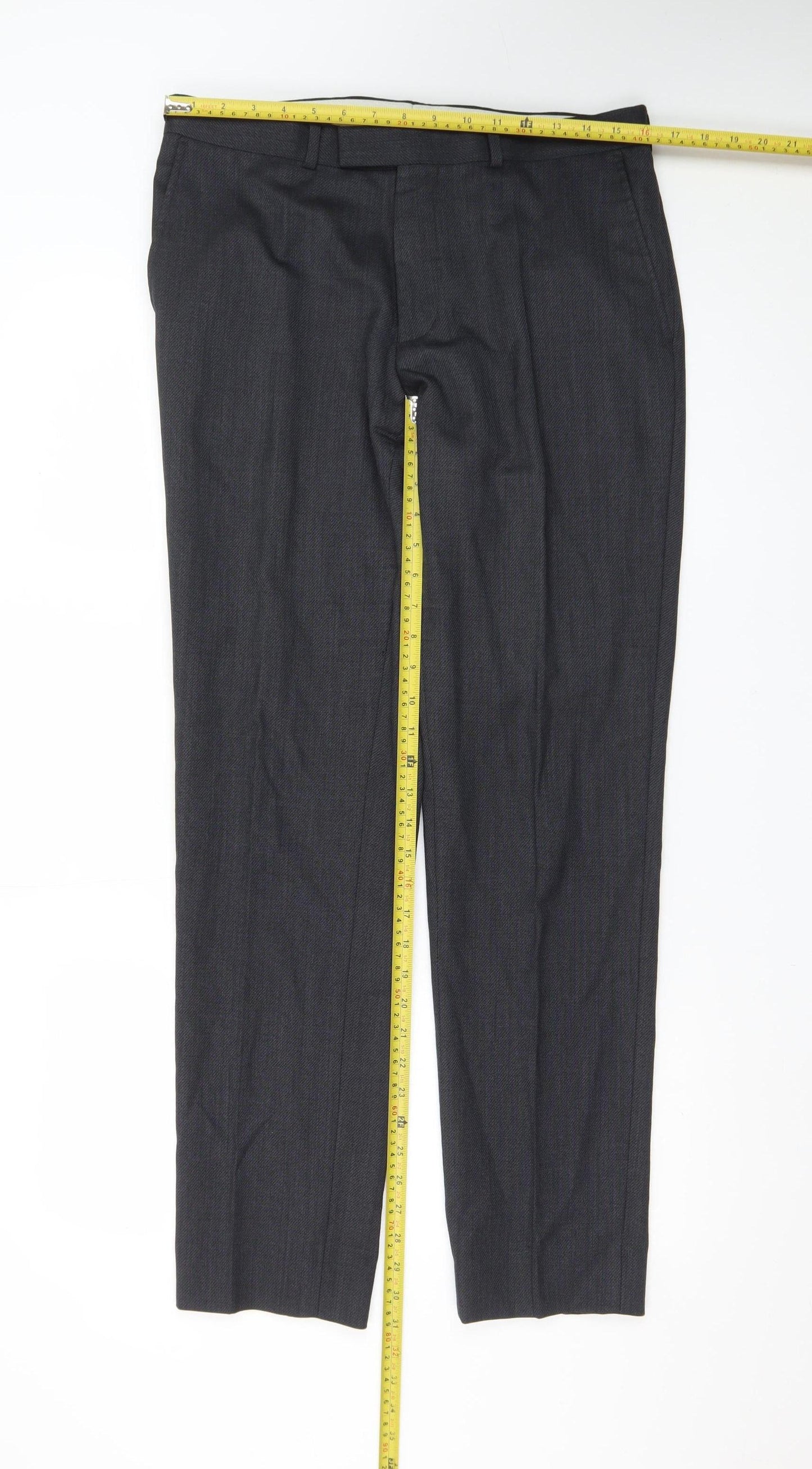Marks and Spencer Men's Grey Wool Dress Trousers 32W 31L