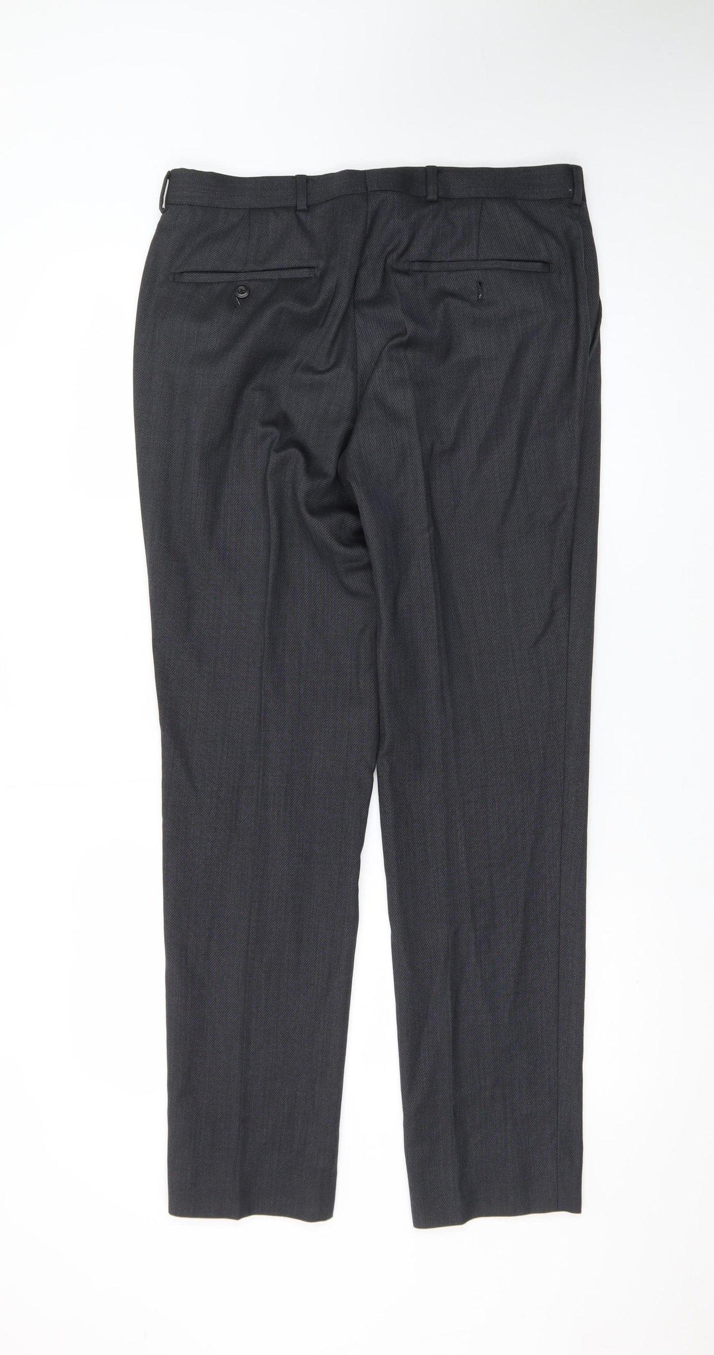 Marks and Spencer Men's Grey Wool Dress Trousers 32W 31L