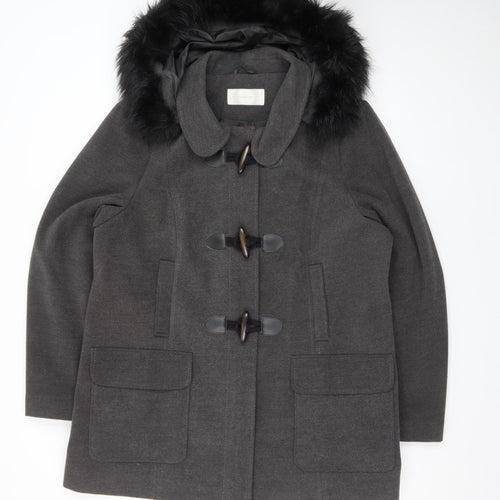 BHS Women Grey Mid-Length Hooded Duffle Coat Size 20