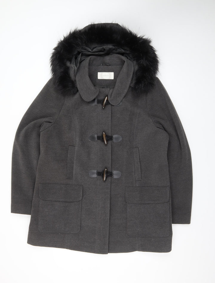 BHS Women Grey Mid-Length Hooded Duffle Coat Size 20