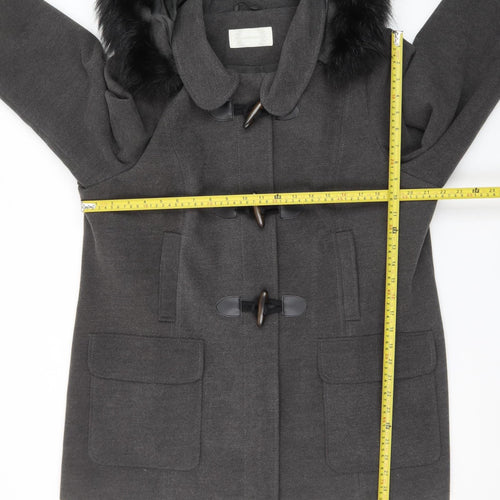 BHS Women Grey Mid-Length Hooded Duffle Coat Size 20