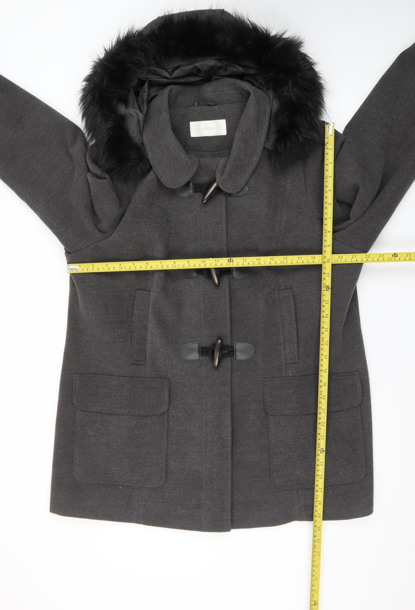 BHS Women Grey Mid-Length Hooded Duffle Coat Size 20