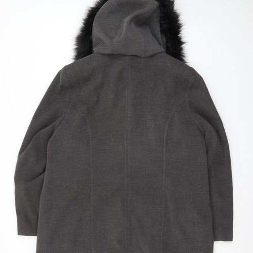 BHS Women Grey Mid-Length Hooded Duffle Coat Size 20