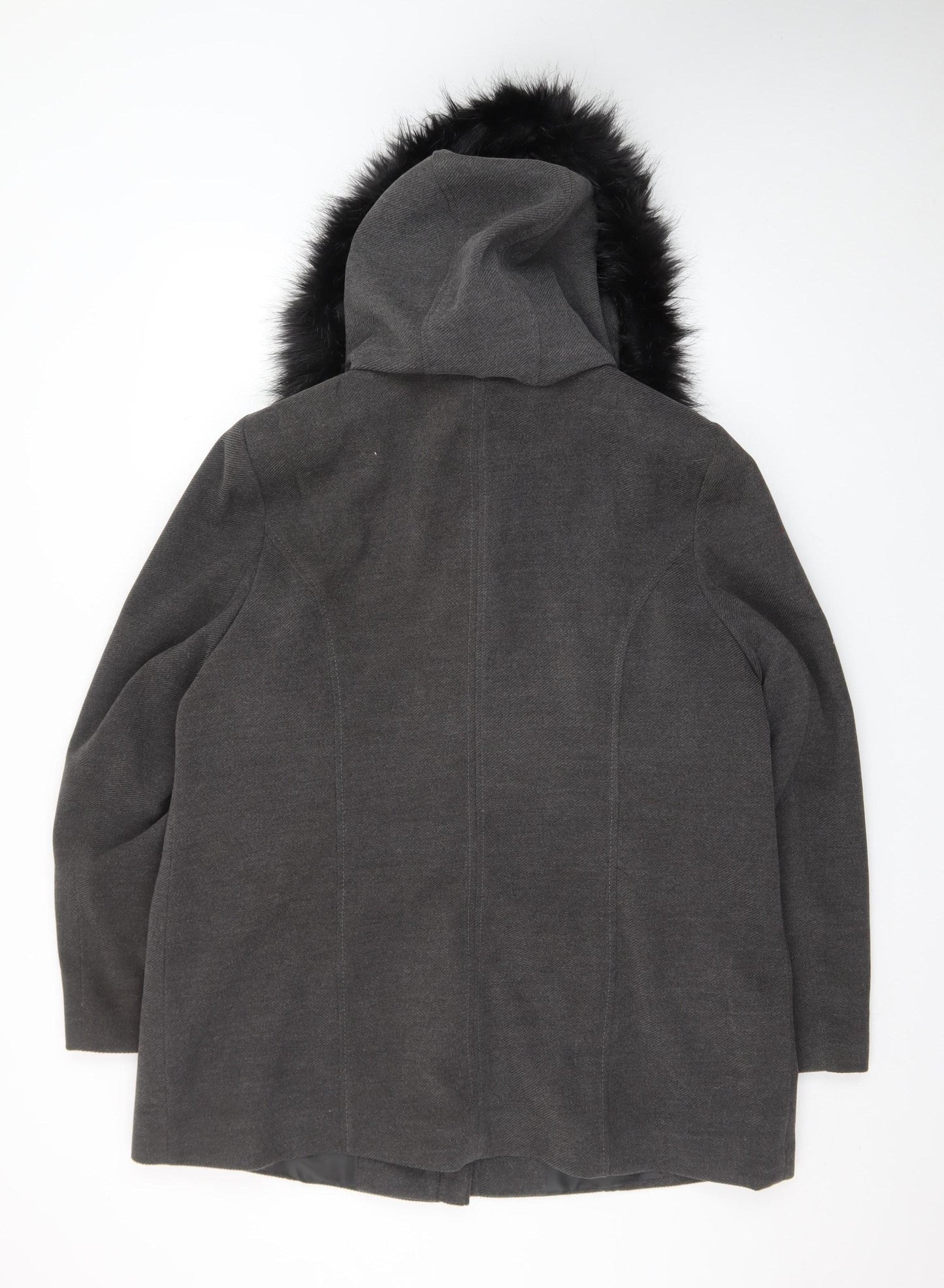 BHS Women Grey Mid-Length Hooded Duffle Coat Size 20