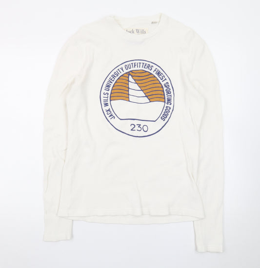 Jack Wills Men’s White Long Sleeve Crew Neck T-Shirt Size S
