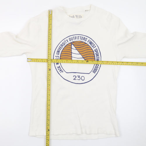 Jack Wills Men’s White Long Sleeve Crew Neck T-Shirt Size S