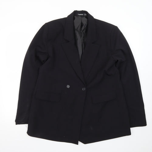 Boohoo Womens Black UK 12 Double-Breasted Blazer Jacket