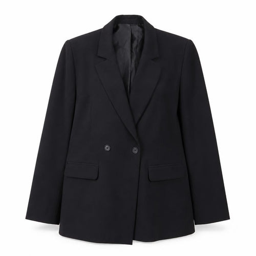 Boohoo Womens Black UK 12 Double-Breasted Blazer Jacket