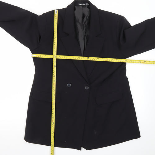 Boohoo Womens Black UK 12 Double-Breasted Blazer Jacket